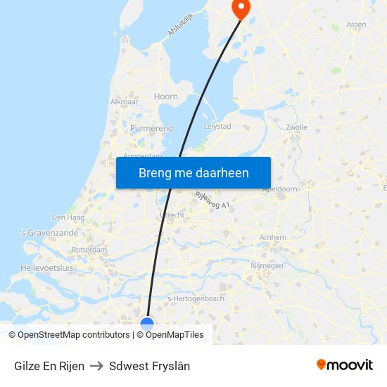 Gilze En Rijen to Sdwest Fryslân map