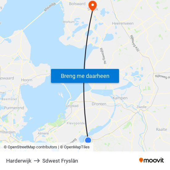 Harderwijk to Sdwest Fryslân map