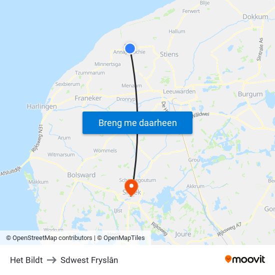Het Bildt to Sdwest Fryslân map