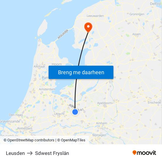 Leusden to Sdwest Fryslân map