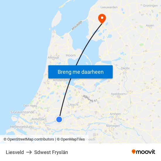 Liesveld to Sdwest Fryslân map