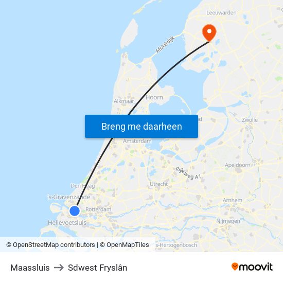 Maassluis to Sdwest Fryslân map