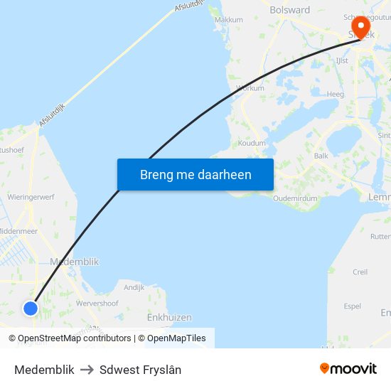 Medemblik to Sdwest Fryslân map