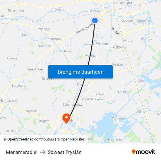 Menameradiel to Sdwest Fryslân map