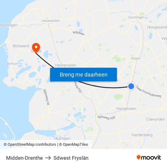 Midden-Drenthe to Sdwest Fryslân map