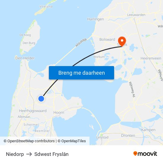 Niedorp to Sdwest Fryslân map