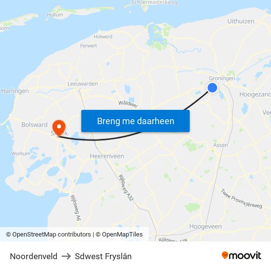 Noordenveld to Sdwest Fryslân map