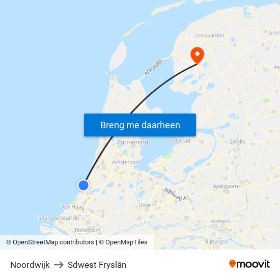 Noordwijk to Sdwest Fryslân map