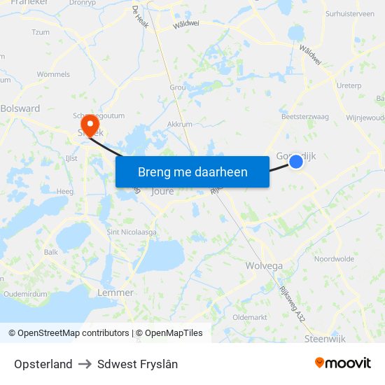 Opsterland to Sdwest Fryslân map
