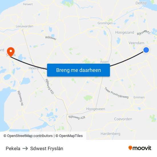Pekela to Sdwest Fryslân map