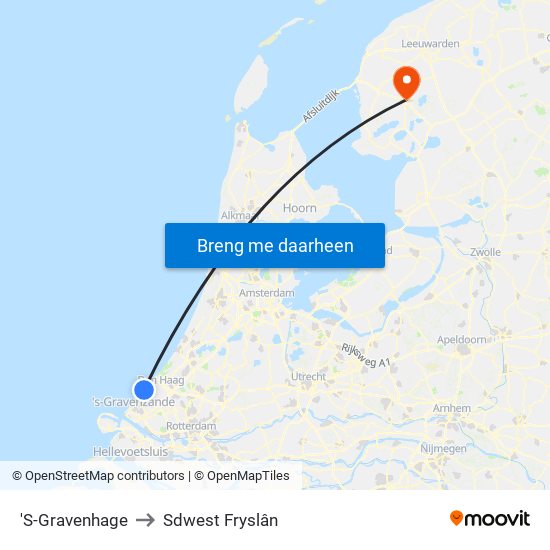 'S-Gravenhage to Sdwest Fryslân map