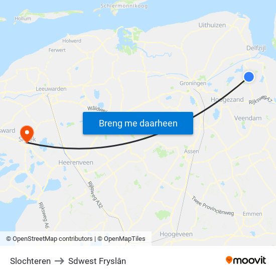 Slochteren to Sdwest Fryslân map