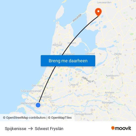 Spijkenisse to Sdwest Fryslân map