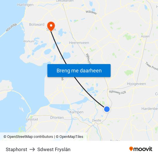 Staphorst to Sdwest Fryslân map