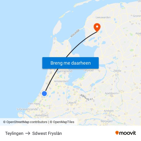 Teylingen to Sdwest Fryslân map