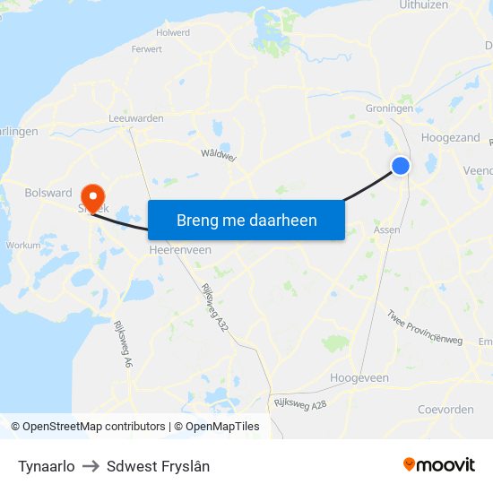 Tynaarlo to Sdwest Fryslân map