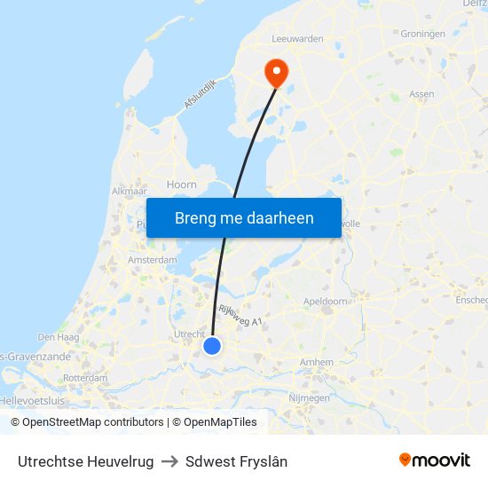 Utrechtse Heuvelrug to Sdwest Fryslân map