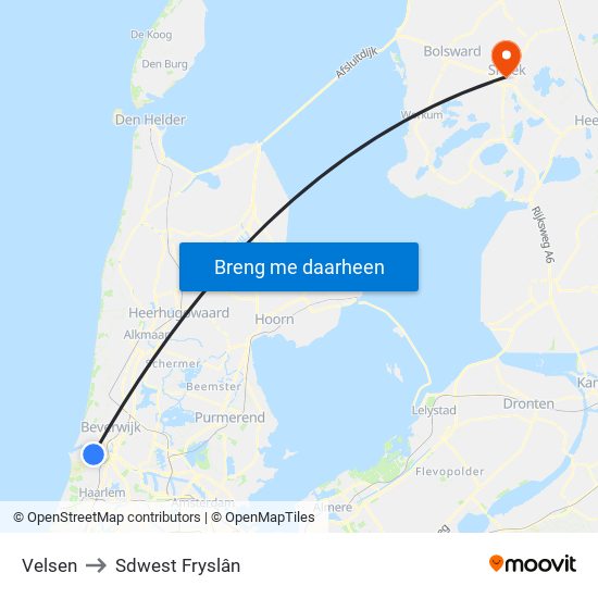 Velsen to Sdwest Fryslân map