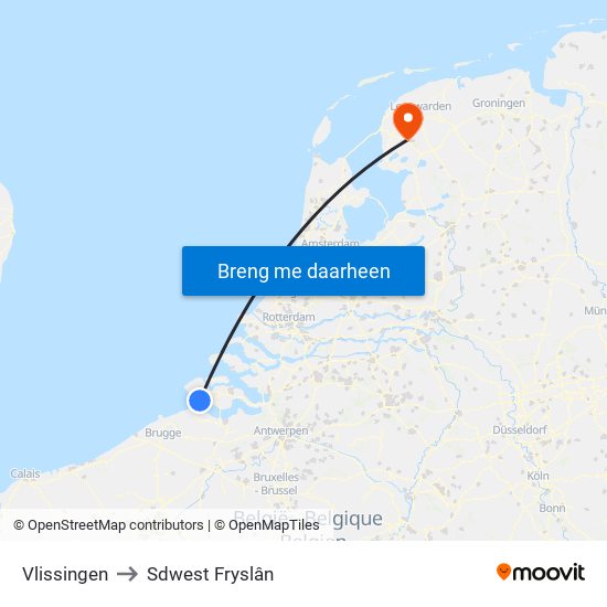 Vlissingen to Sdwest Fryslân map