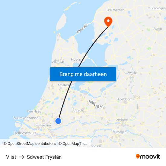 Vlist to Sdwest Fryslân map