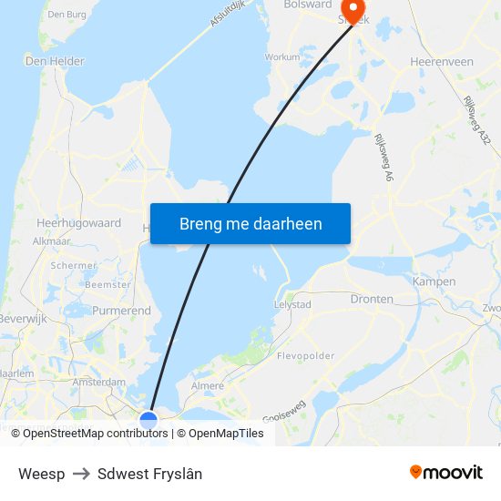 Weesp to Sdwest Fryslân map