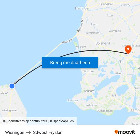 Wieringen to Sdwest Fryslân map