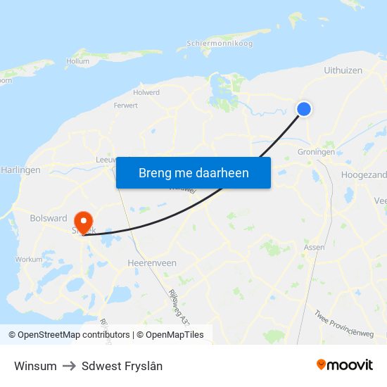 Winsum to Sdwest Fryslân map