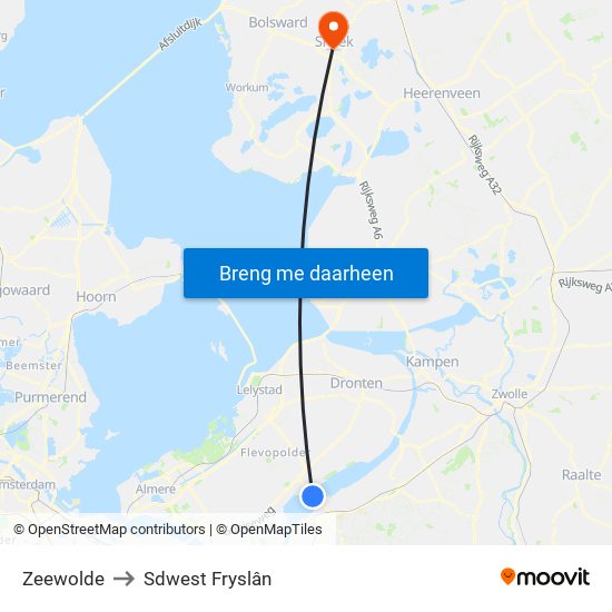 Zeewolde to Sdwest Fryslân map