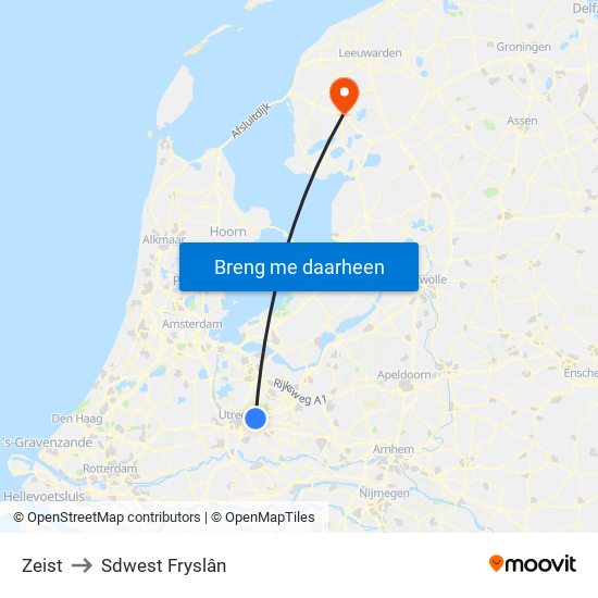 Zeist to Sdwest Fryslân map