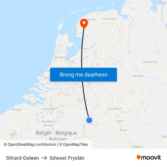 Sittard-Geleen to Sdwest Fryslân map