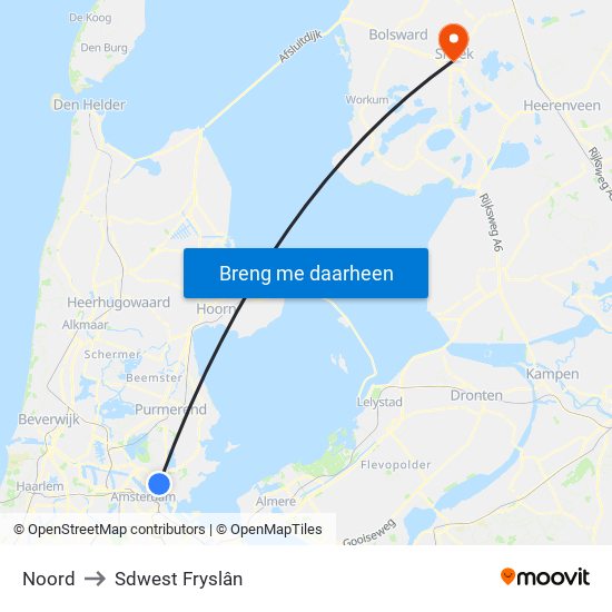 Noord to Sdwest Fryslân map