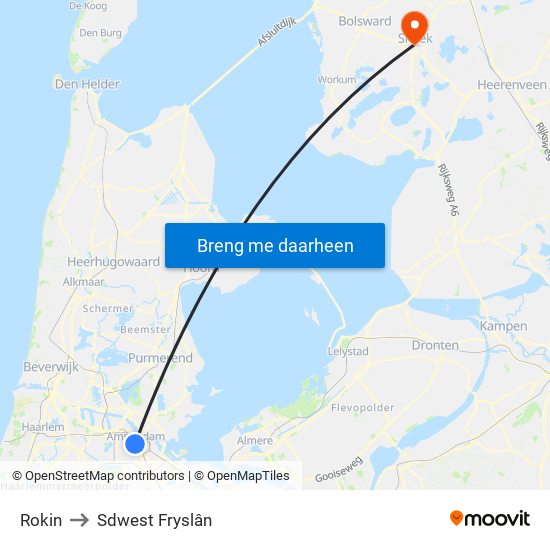 Rokin to Sdwest Fryslân map