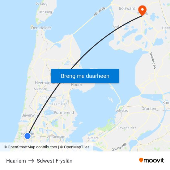 Haarlem to Sdwest Fryslân map