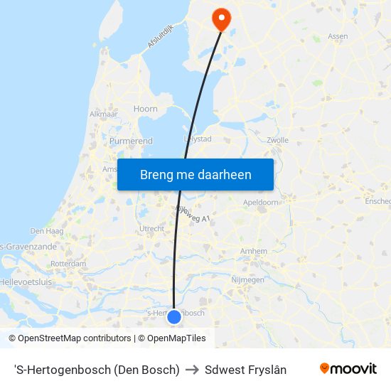 'S-Hertogenbosch (Den Bosch) to Sdwest Fryslân map