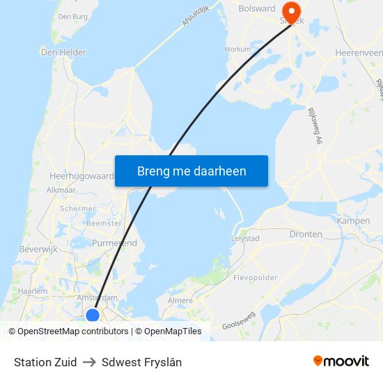Station Zuid to Sdwest Fryslân map
