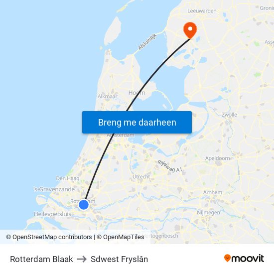 Rotterdam Blaak to Sdwest Fryslân map