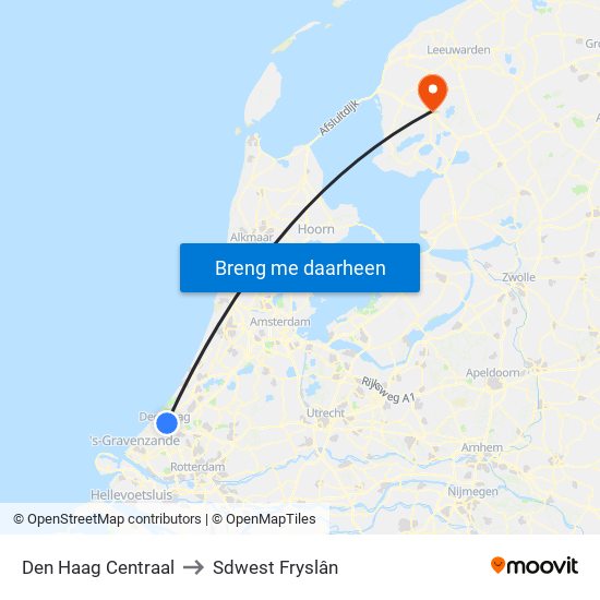 Den Haag Centraal to Sdwest Fryslân map