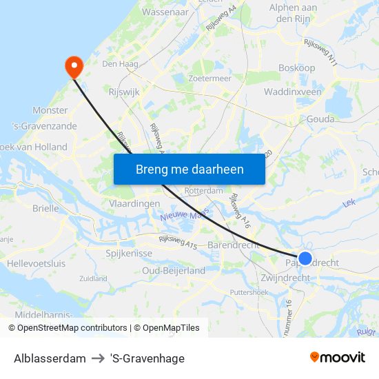 Alblasserdam to 'S-Gravenhage map