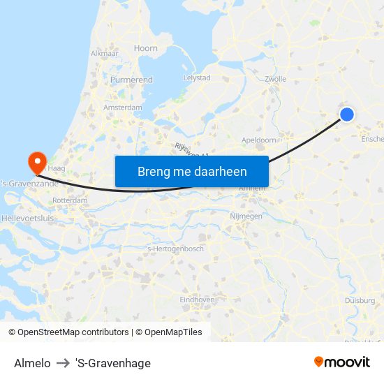 Almelo to 'S-Gravenhage map