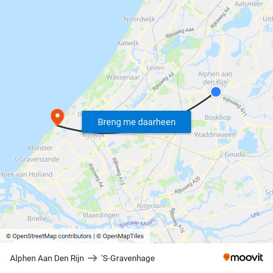 Alphen Aan Den Rijn to 'S-Gravenhage map