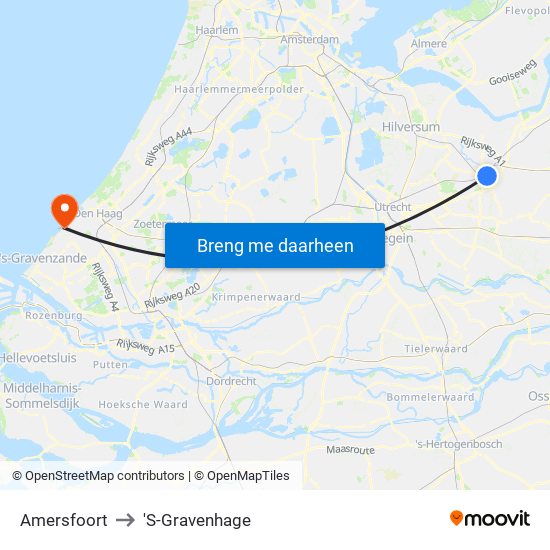 Amersfoort to 'S-Gravenhage map