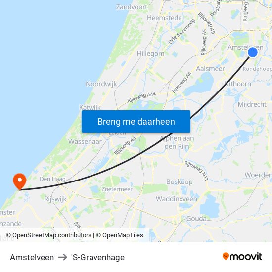 Amstelveen to 'S-Gravenhage map