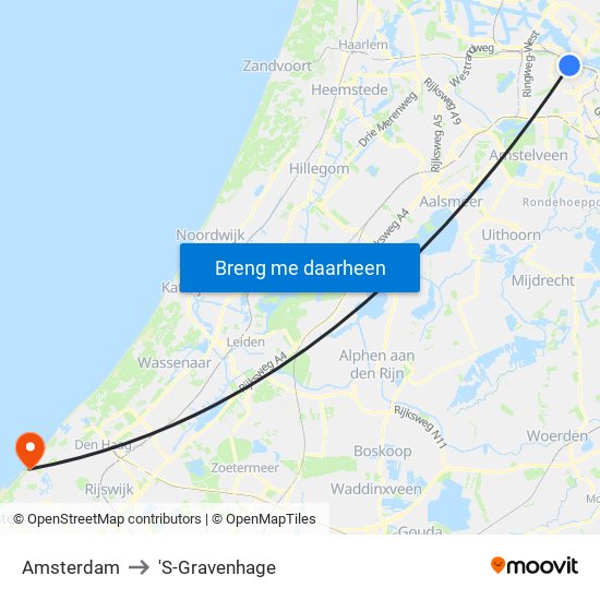 Amsterdam to 'S-Gravenhage map