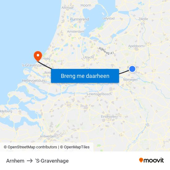 Arnhem to 'S-Gravenhage map