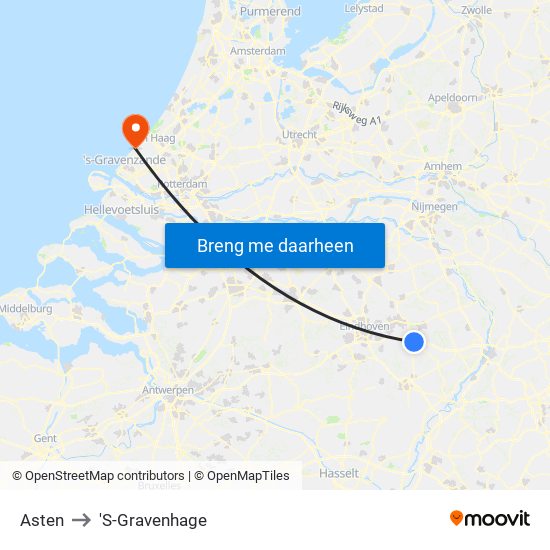 Asten to 'S-Gravenhage map