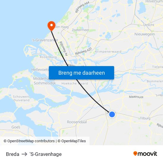 Breda to 'S-Gravenhage map