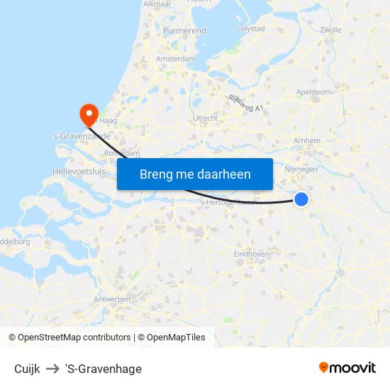 Cuijk to 'S-Gravenhage map