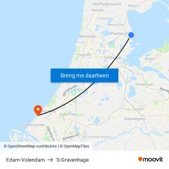Edam-Volendam to 'S-Gravenhage map