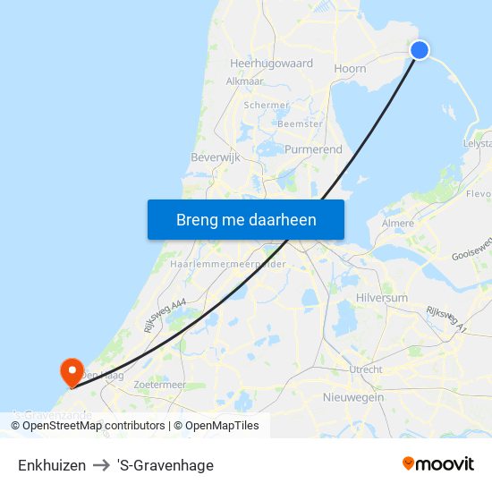 Enkhuizen to 'S-Gravenhage map