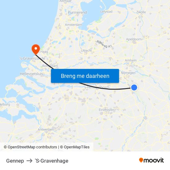Gennep to 'S-Gravenhage map
